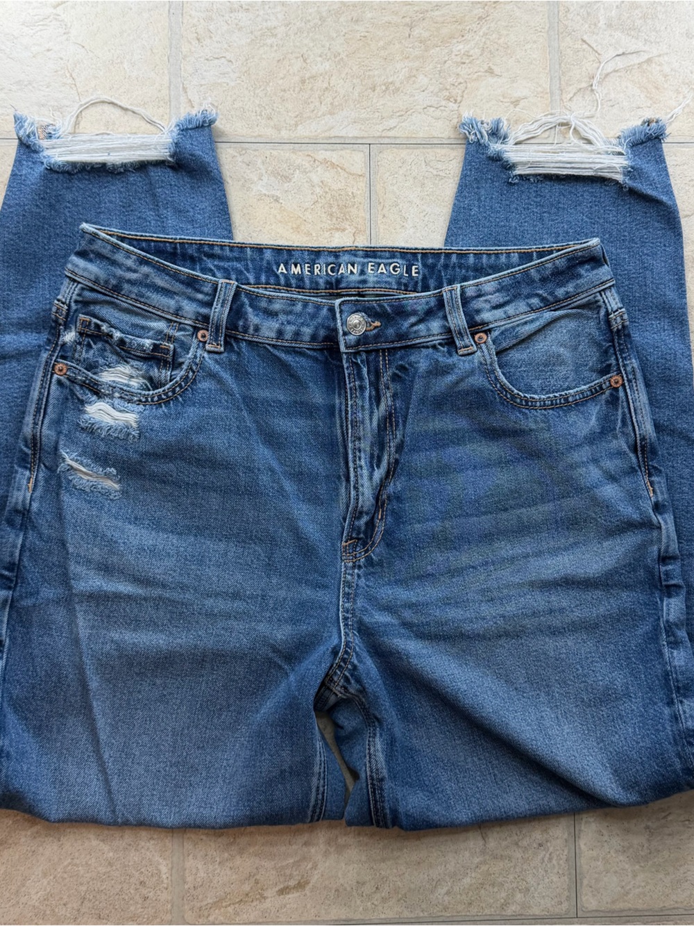 American Eagle Outfitters Medium Blue Distressed Jeans